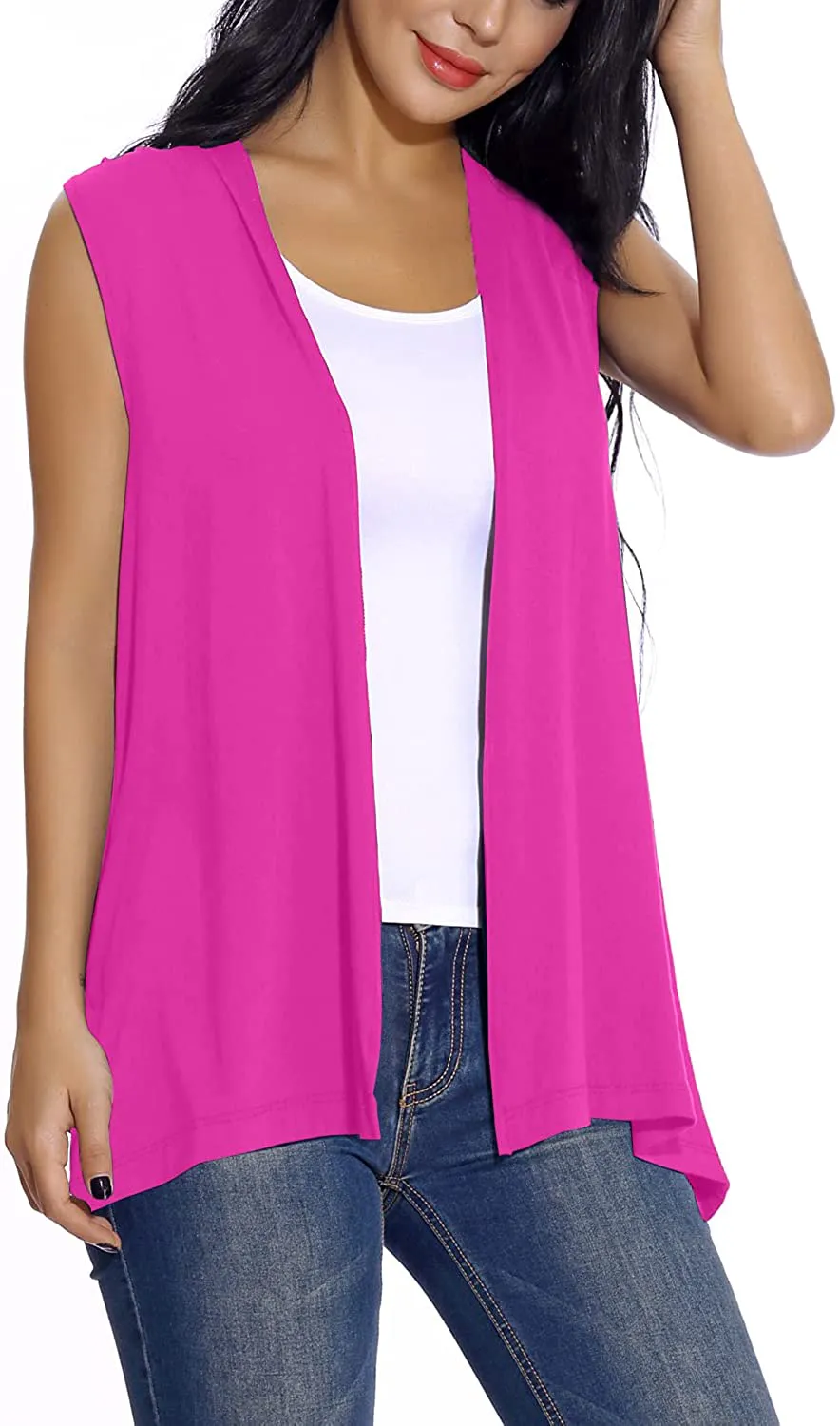 Women's Sleeveless Open Front Cardigan Vest Lightweight Cool Coat