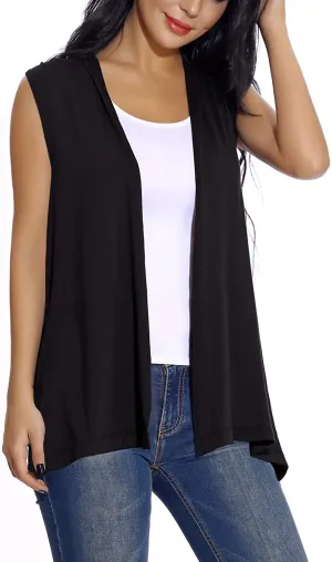 Women's Sleeveless Open Front Cardigan Vest Lightweight Cool Coat