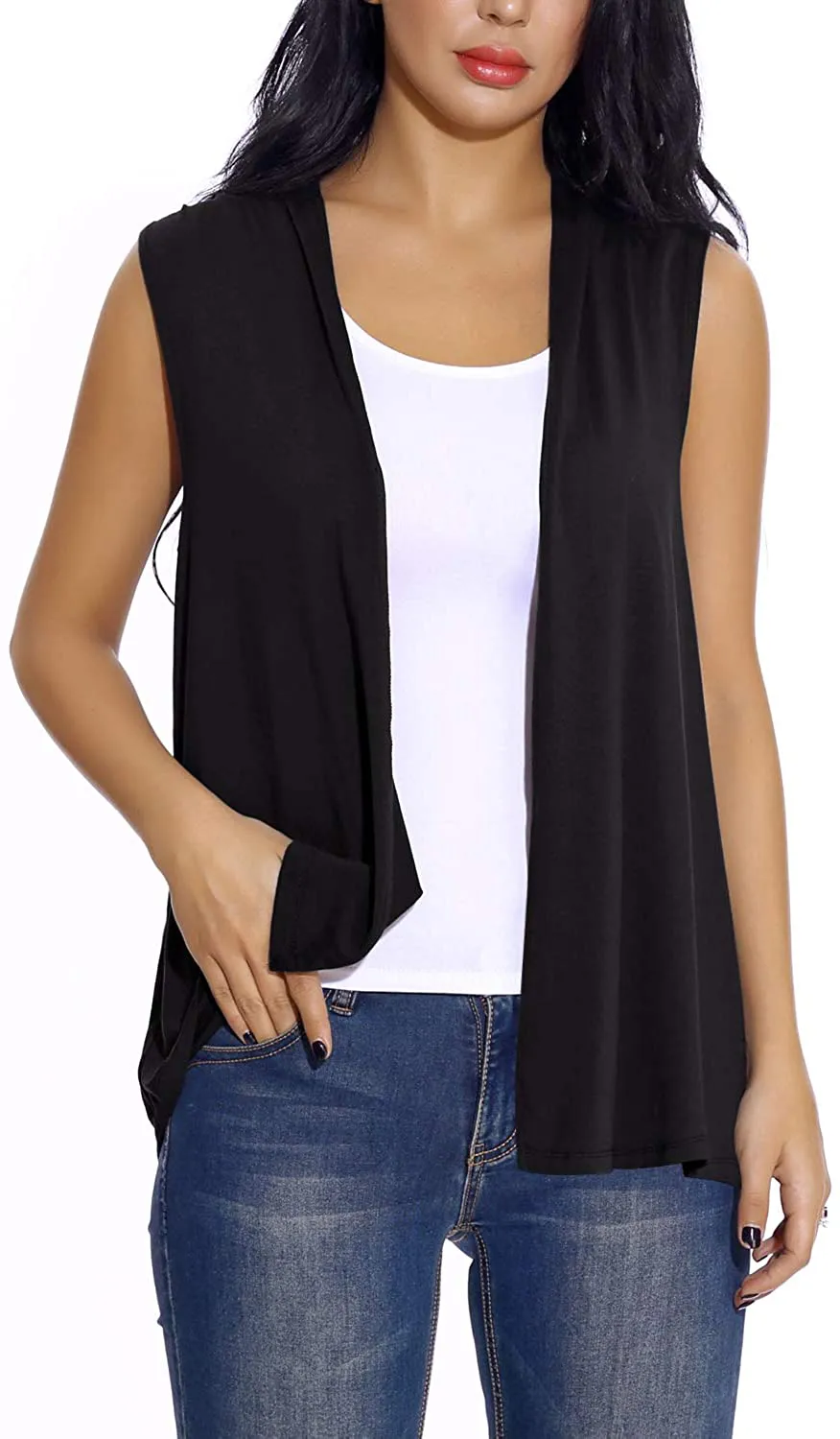 Women's Sleeveless Open Front Cardigan Vest Lightweight Cool Coat