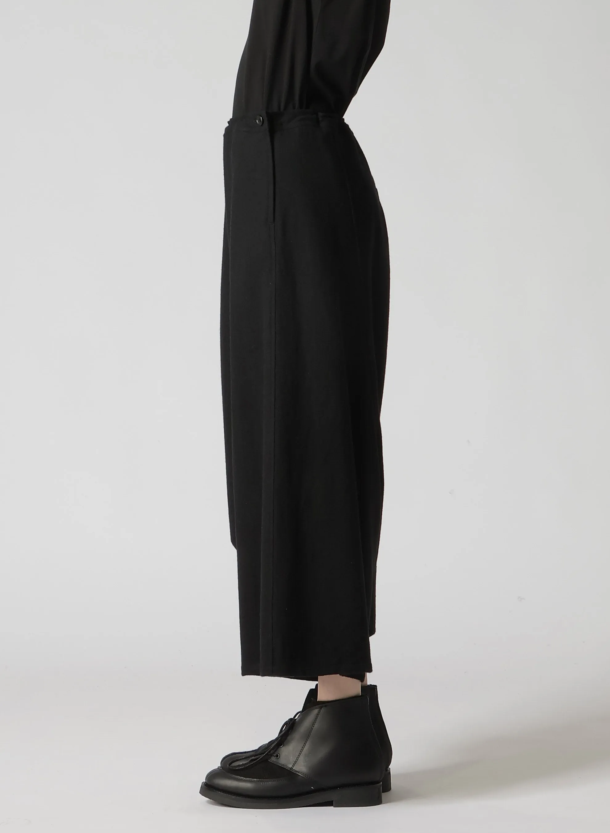 WOOL FLANNEL STRING WAIST ASSYMETRIC PANTS