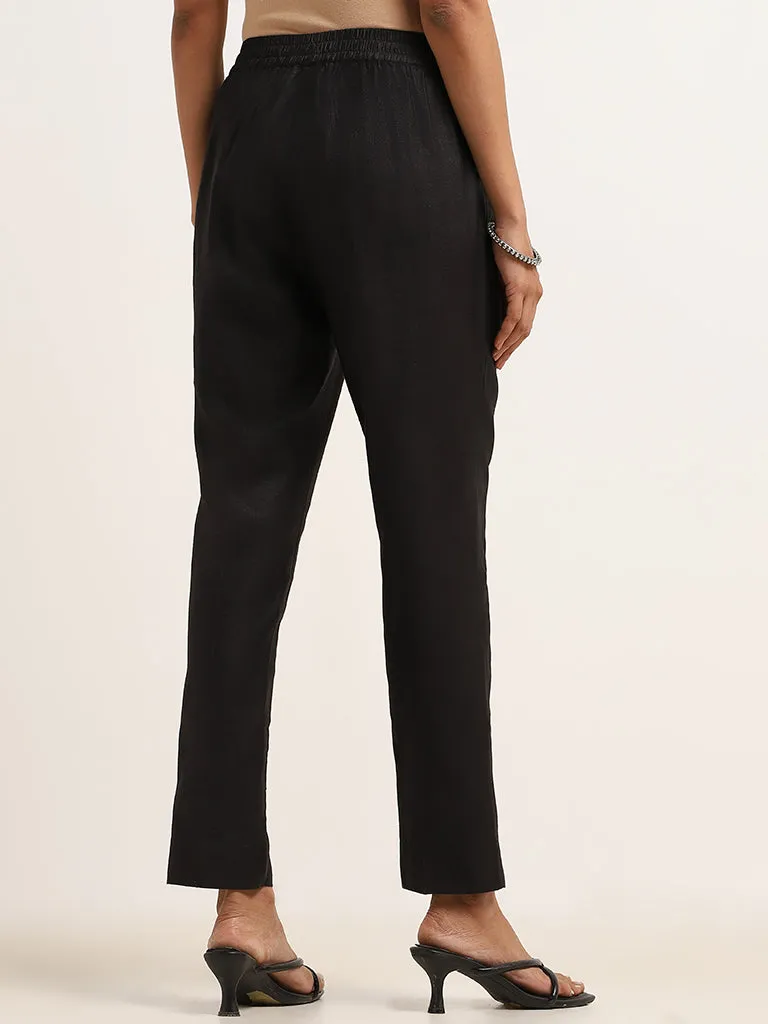 Zuba Black Straight-Fit Ethnic Pants